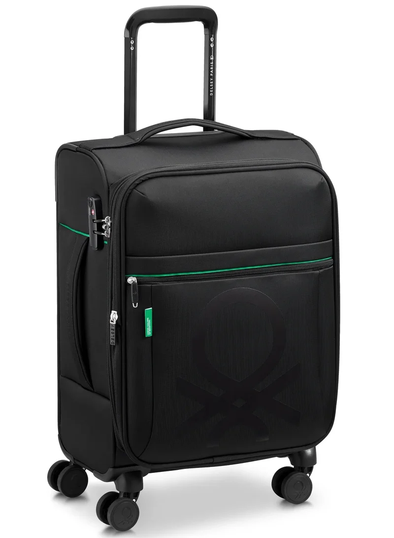 UNITED COLORS OF BENETTON  Color Block 55 Cm 4 Double Wheeled Softside Expandable Check-In Luggage Trolley Case - Black  | Best Price UAE